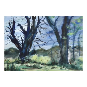 1950s "Winter Trees P2.41" Watercolor Painting by Eve Nethercott