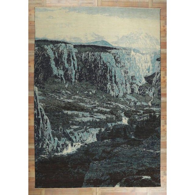 Mountain Landscape Rug Inspired by Liu Haisu, 09'11 X 14'02 For Sale - Image 10 of 11