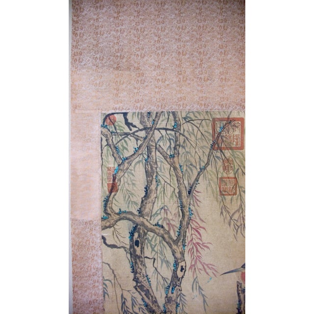 Early 20th Century Chinese Flower and Bird Scroll For Sale - Image 4 of 9