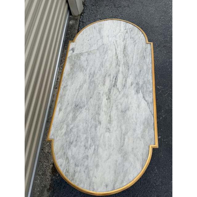 French 1960s Designer Couch Table in Louis XVI Black, White Marble For Sale - Image 3 of 10