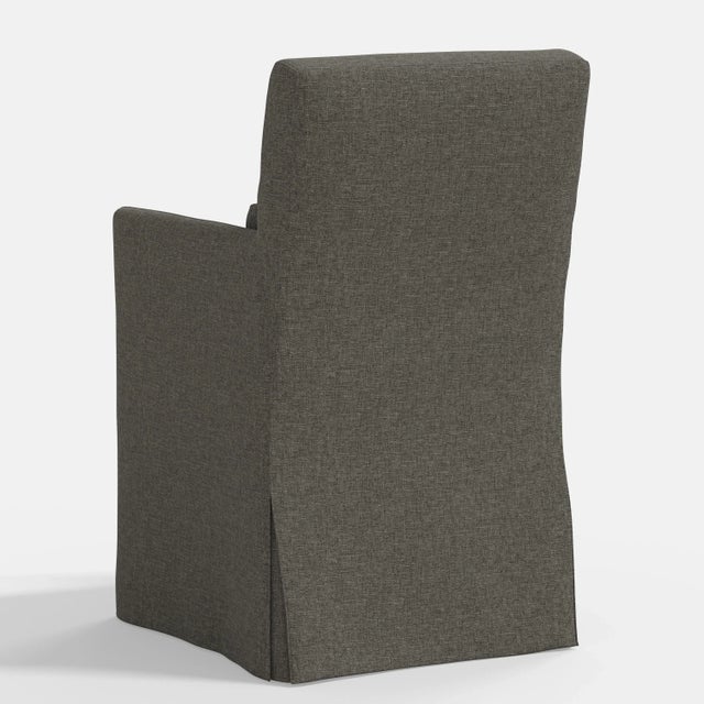 Stoffer Home x Cloth & Company Lindy Slipcover Dining Arm Chair in Textured Linen Charcoal For Sale In Chicago - Image 6 of 7