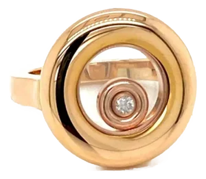 Chopard Happy Diamond 18k Rose Gold Round Floating Diamond Ring, Size 6
