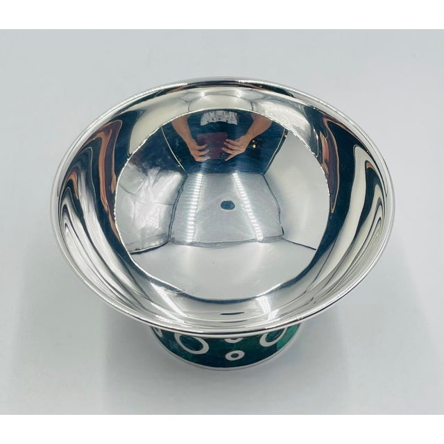 1960s Los Castillo Silver Plate Malachite & Lapis Inlaid Bowl, Taxco, Mexico, 1960s For Sale - Image 5 of 18