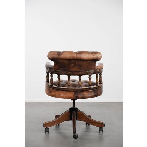 Chesterfield Chair in Cowhide For Sale - Image 4 of 15
