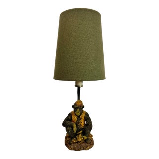 Vintage Bell Hop Monkey Accent Lamp With Green Shade For Sale