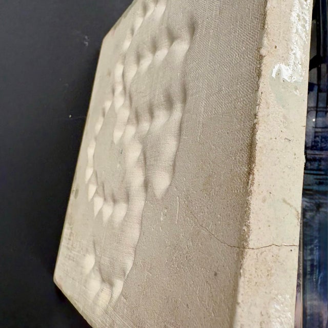 Blue Antique Islamic Handmade Decorative Tile – Konya Turkish Calligraphy Wall Decor Kufic Script - Blue 7" For Sale - Image 8 of 12