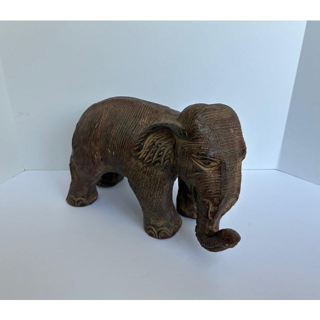 Tribal Vintage Terracotta Asian Elephant Decorative Statue | Garden Statuary For Sale - Image 3 of 12
