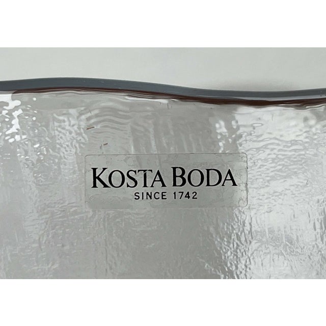Large Vintage Swedish Glass Bowl with Floral Decor by Ann Wärff for Kosta Boda, 1970s For Sale - Image 11 of 14