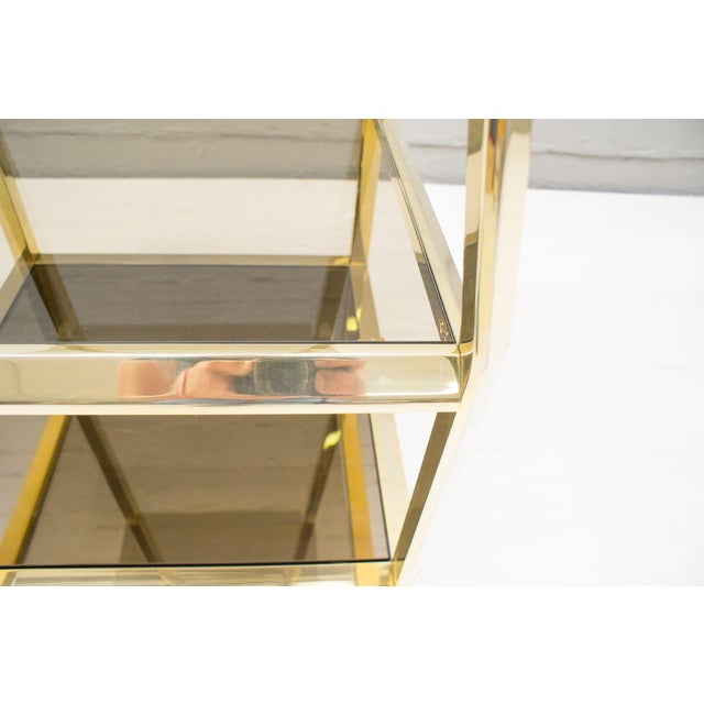 Hollywood Regency Pyramid Shelves in Gilt Brass & Smoked Glass, 1960s For Sale - Image 10 of 15