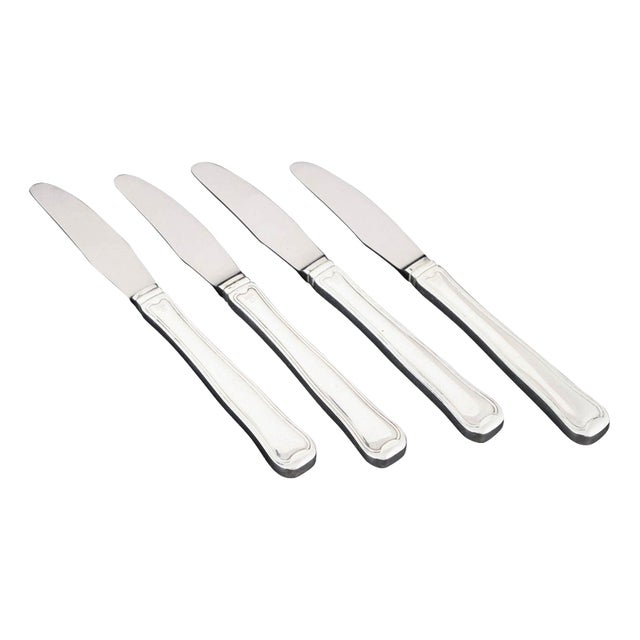 Lunch Knives in Stainless Steel and Sterling Silver by Georg Jensen, 1940s, Set of 4 For Sale
