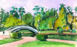 Madeleine Scali, Watercolor Landscape - Bagnols De l'Orne