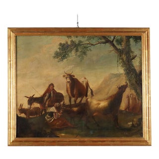 Landscape with Shepherds, 18th Century, Framed For Sale