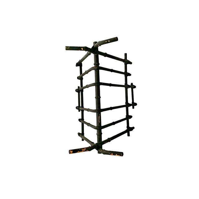 Metal Magazine Holder Metal Black Faux Bamboo Rack v Shape Vintage MCM Decor For Sale - Image 7 of 7