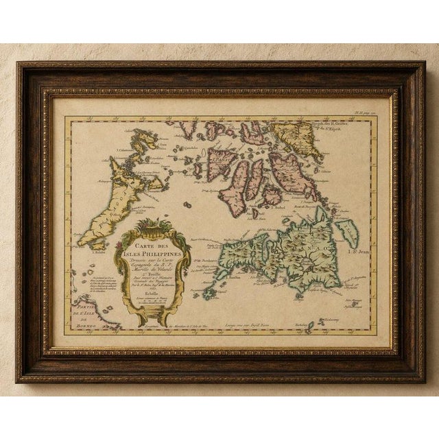 This beautifully hand-colored mid-18th-century map titled Carte des Isles Philippines presents an elegant French depiction...