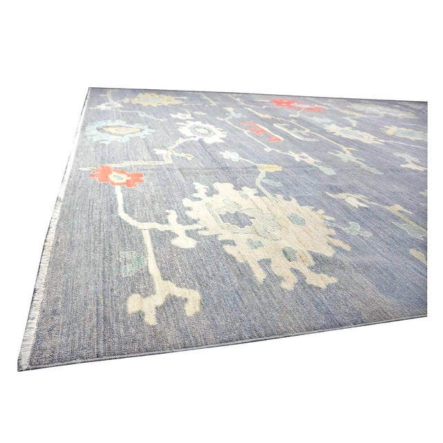 21st Century Turkish Oushak 12X16 Grey, Ivory, Orange & Slate Blue Handmade Area Rug #1144179 For Sale - Image 9 of 13