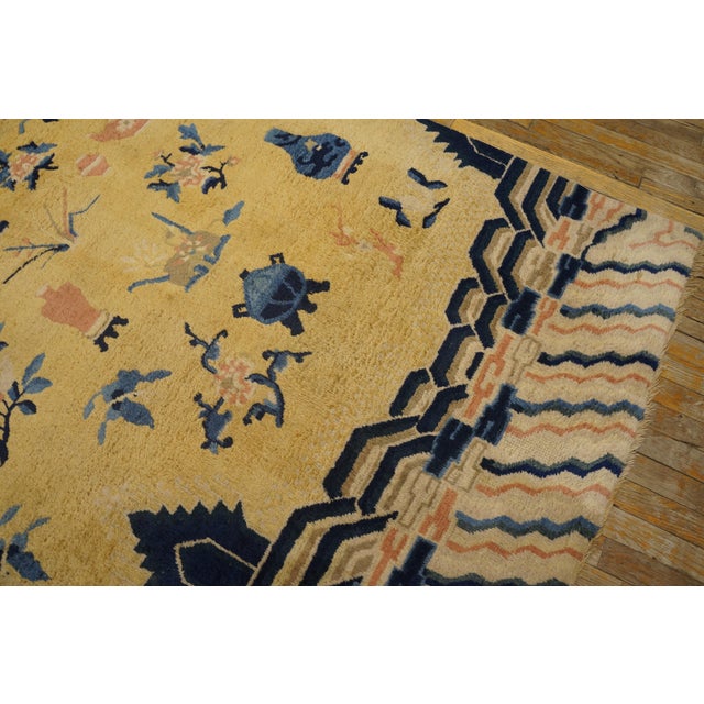 Striking Yellow-Canary Background Color With Nice Foliate Pattern Antique Chinese Ningxia Rug For Sale In New York - Image 6 of 8