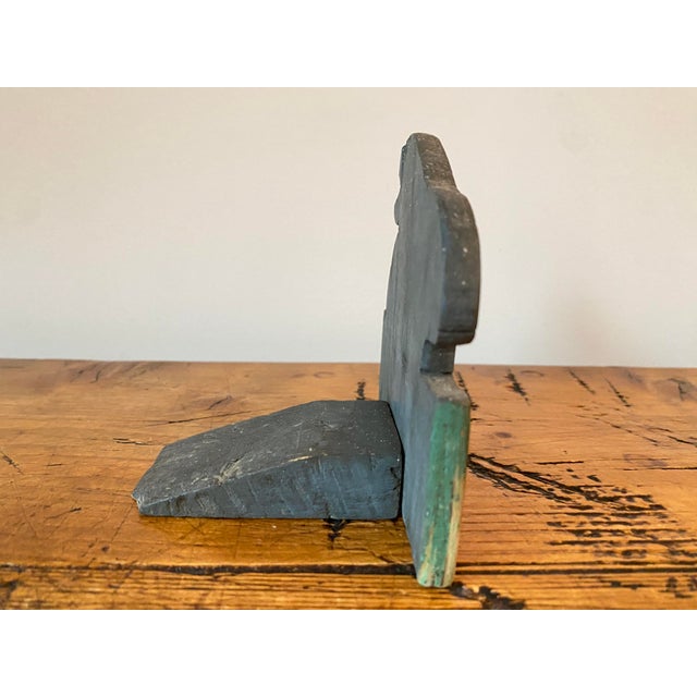 Shabby Chic Vintage Folk Art Small Wood Bunny Rabbit Doorstop For Sale - Image 3 of 7