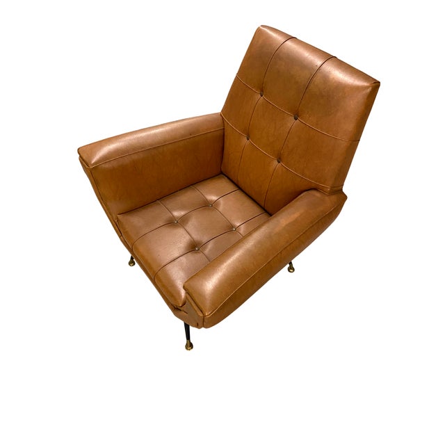 Brown Vintage Cubist Leather Lounge Chair For Sale - Image 8 of 16
