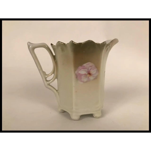 1930s Hand Painted Porcelain Creamer Burley & Tyrrell Co Floral Cottage Core For Sale - Image 4 of 9