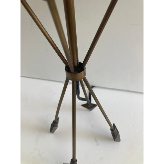Bronze 1960s French Empire Arrow Table Lamp With Velvet Shade For Sale - Image 8 of 9