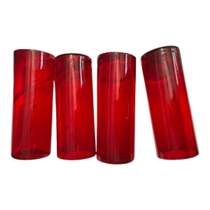 Mid 20th Century M Era Hand-Blown Barware Ruby Red Glass Highball.Set of 4