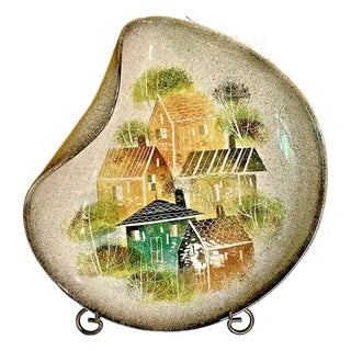 MCM MINT 1950's Sasha Brastoff Platter Rooftops Grey Series 10" X 11" For Sale