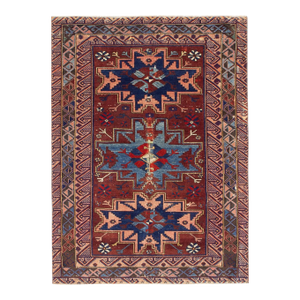 Decorative Antique Caucasian Wool Rug - 3`8" X 4`10"