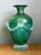 Vintage Green Art Glass Vase With Relief Faces For Sale - Image 4 of 12