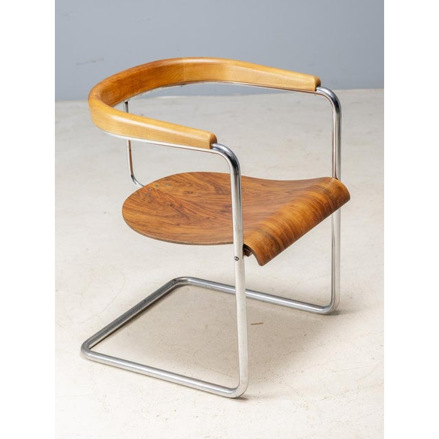 Wood Functionalist Dining Set attributed to Jindřich Halabala, Czechoslovakia, 1940s, Set of 4 For Sale - Image 7 of 15