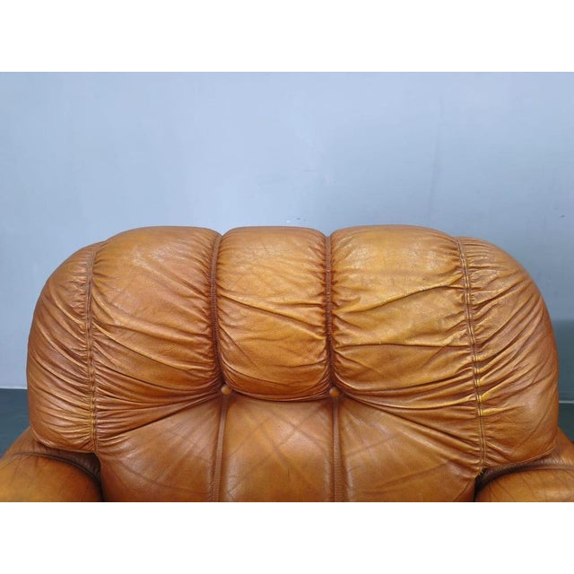 Mid-Century Italian Cognac Leather Lounge Armchairs, 1970s, Set of 2 For Sale - Image 3 of 12