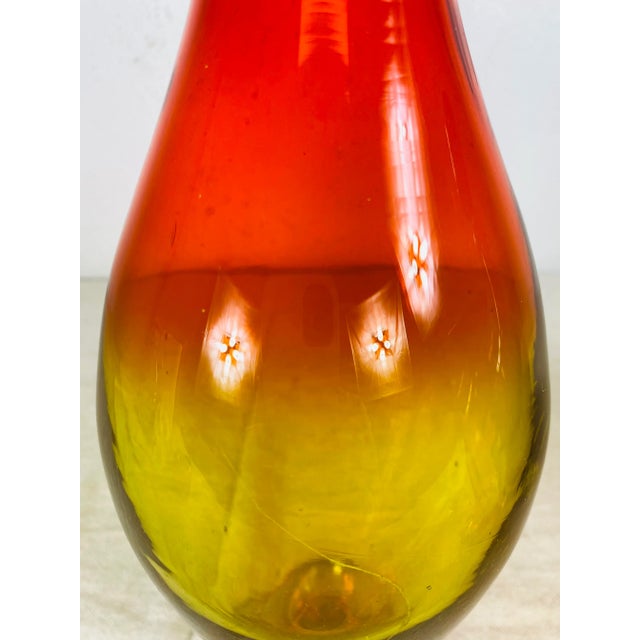 Blenko Mid Century Vintage Modern Hand Blown Blenko Amberina Bud Vase by Wayne Husted. For Sale - Image 4 of 9