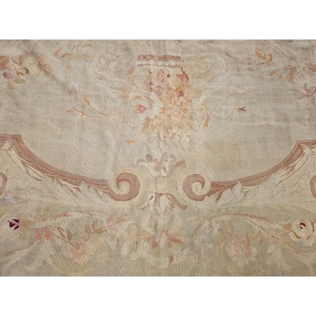 French Provincial 19th Century French Aubusson Rug, Handwoven Wool, Floral Design, 12x14 For Sale - Image 3 of 17