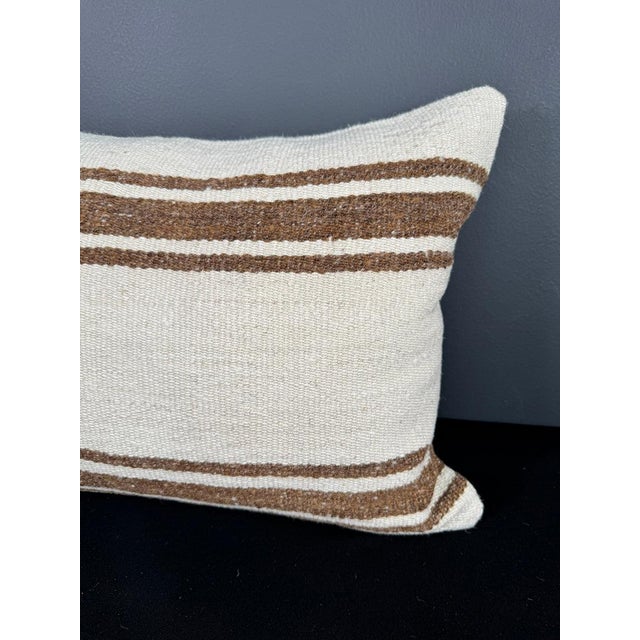 Turkish Hemp Pillow Cushion Natural Beige Brown Pillow Cushion Cover 16" x 24" For Sale - Image 4 of 4