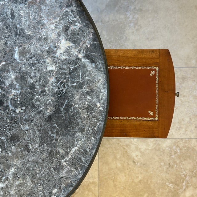 Antique Louis XVI Wooden Game Table with Brass and Marble Top, 1890s For Sale - Image 6 of 18