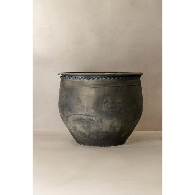 Rustic Large Grey Asian Pot For Sale - Image 3 of 4
