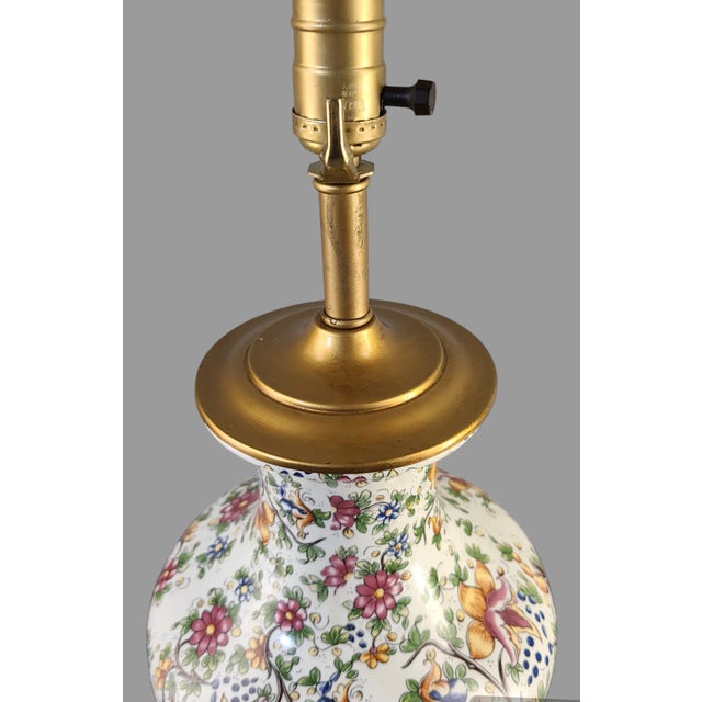 Late 20th Century Vintage Italian Pottery Faience Majolica Multi Floral Table Lamp For Sale - Image 6 of 11