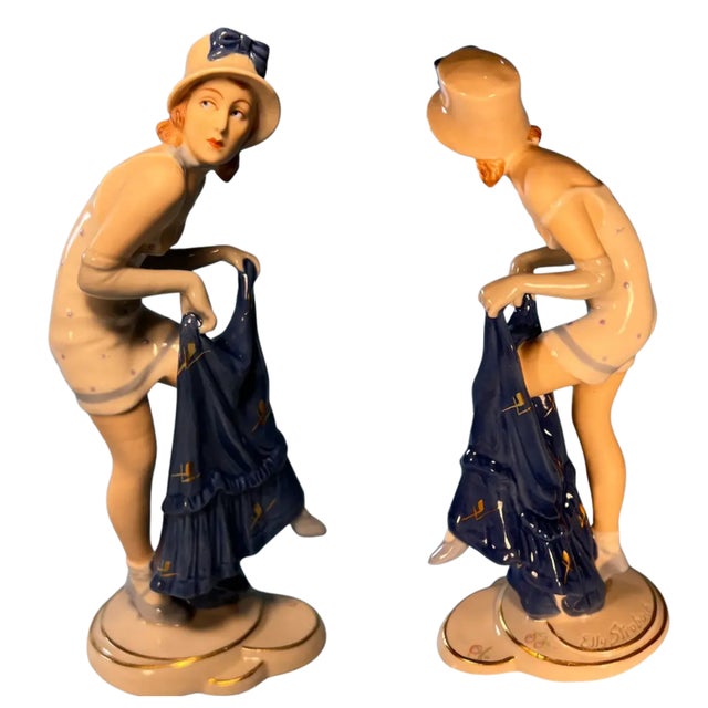 Antique Royal Dux Porcelain Figurine Woman Dressing at the Beach For Sale - Image 12 of 14