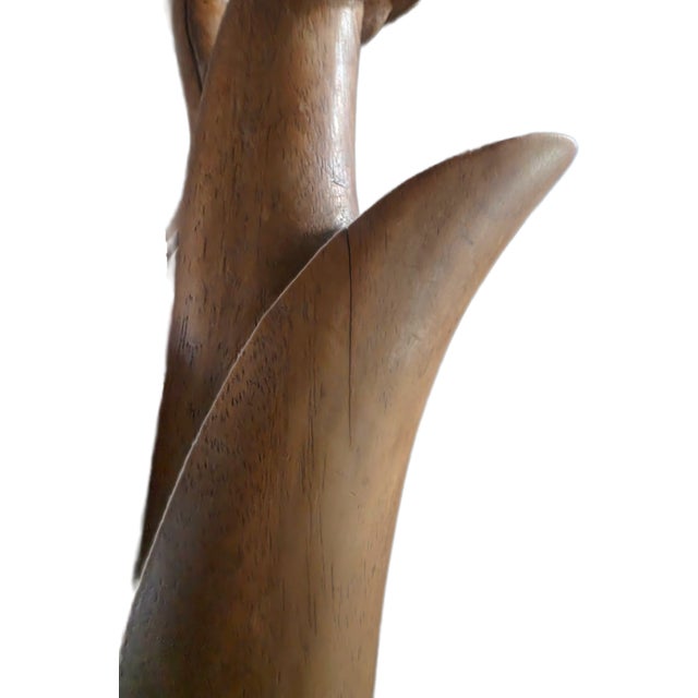 1960s Vintage MCM Teak Wood Sculpture Female Bust Attributed to Filipino Artist Jose P. Alcantara For Sale - Image 5 of 11