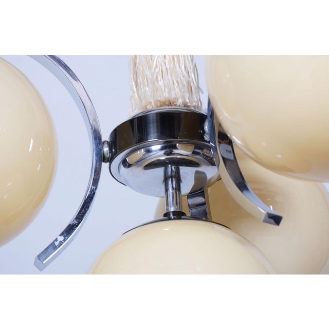 Bauhaus Bauhaus Chandelier in Chrome-Plated Steel and Opaline Glass, Czech, 1920s For Sale - Image 3 of 11