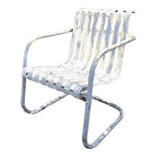 Mid 20th Century Modern Cantilever Metal Strap Patio Lounge Chair For Sale