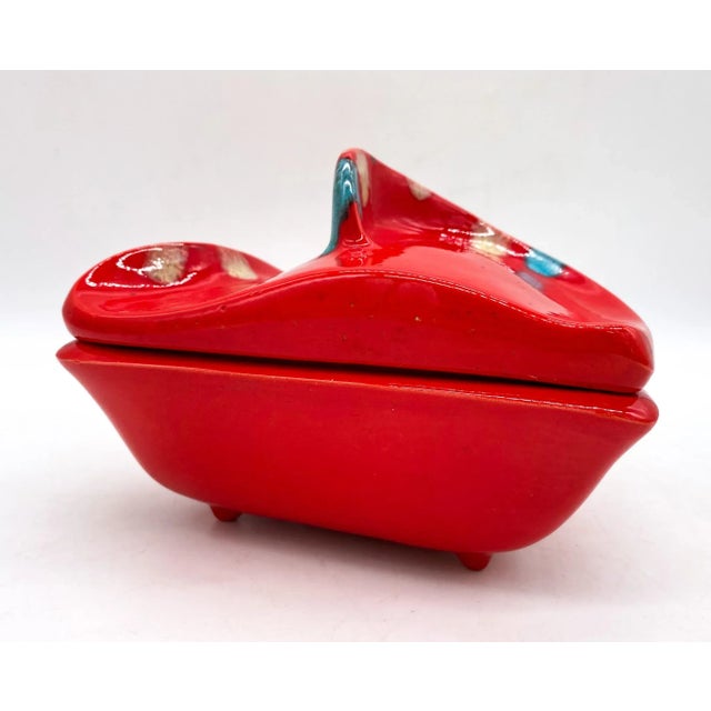 MidCentury Modern Christine's California Pottery Red Candy Dish/ Lidded Box Chairish