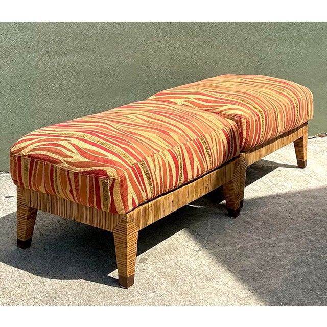 McGuire Vintage McGuire Wrapped Rattan Ottomans - A Pair For Sale - Image 4 of 12