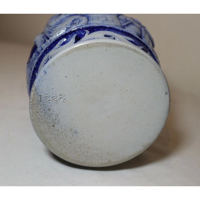 Antique Handmade Westerwald Blue and White German Pottery Lidded Tobacco Jar For Sale - Image 11 of 11