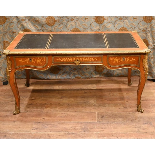 Bureau Plat French Inlay Desk Writing Table, 1920s For Sale - Image 6 of 15