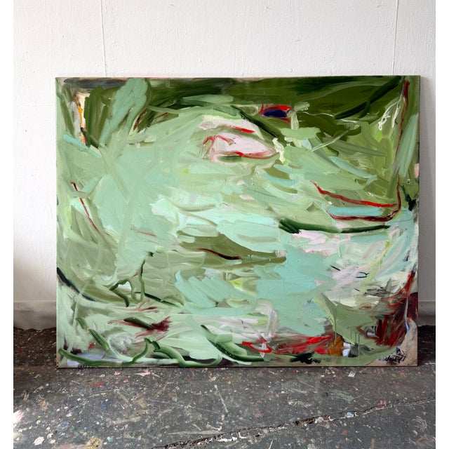 Contemporary Abstract Oil and Charcoal on Raw Canvas "Bodies and Gardens I" by Petra Schott For Sale - Image 4 of 5