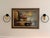 Wood Vintage Mediterranean Harbor Oil Painting in Distressed Wood Frame, Signed S. David For Sale - Image 7 of 7