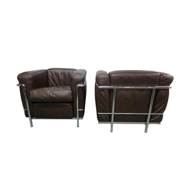 Cassina LC2 Leather Chairs by Le Corbusier, 1965, Set of 2 For Sale - Image 4 of 18