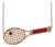 Tennis Racket Red Carnelian Handle Green Emerald Tennis Ball Jewelry 18 Karat For Sale