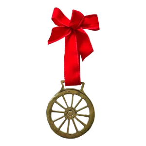 Vintage Equestrian English Horse Brass Holiday Christmas Ornament Wheel Spokes