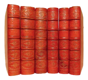 Mid 19th Century Decorative and Illustrated Leather Volume Set, Mrs. Jameson's Works - 6 Books